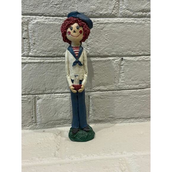 Raggedy Andy Holding Sailboat Figurine Vintage - Picture 1 of 6